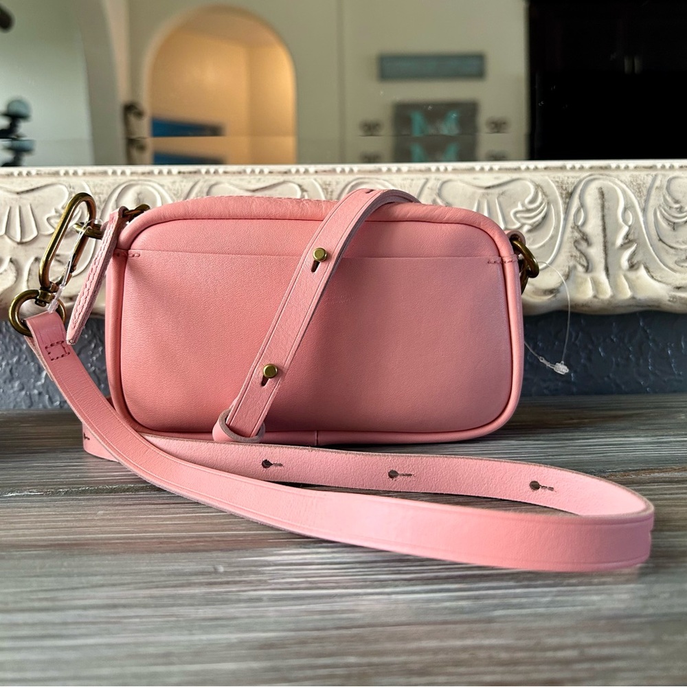 Madewell The Leather Carabiner Mini Crossbody Bag in Pink / Dried Blossom NEW - Picture 4 of 16